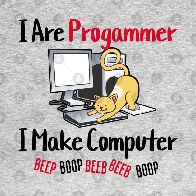 I Are Programmer Beep Boop Cute Programmer Cat by Junalben Mamaril